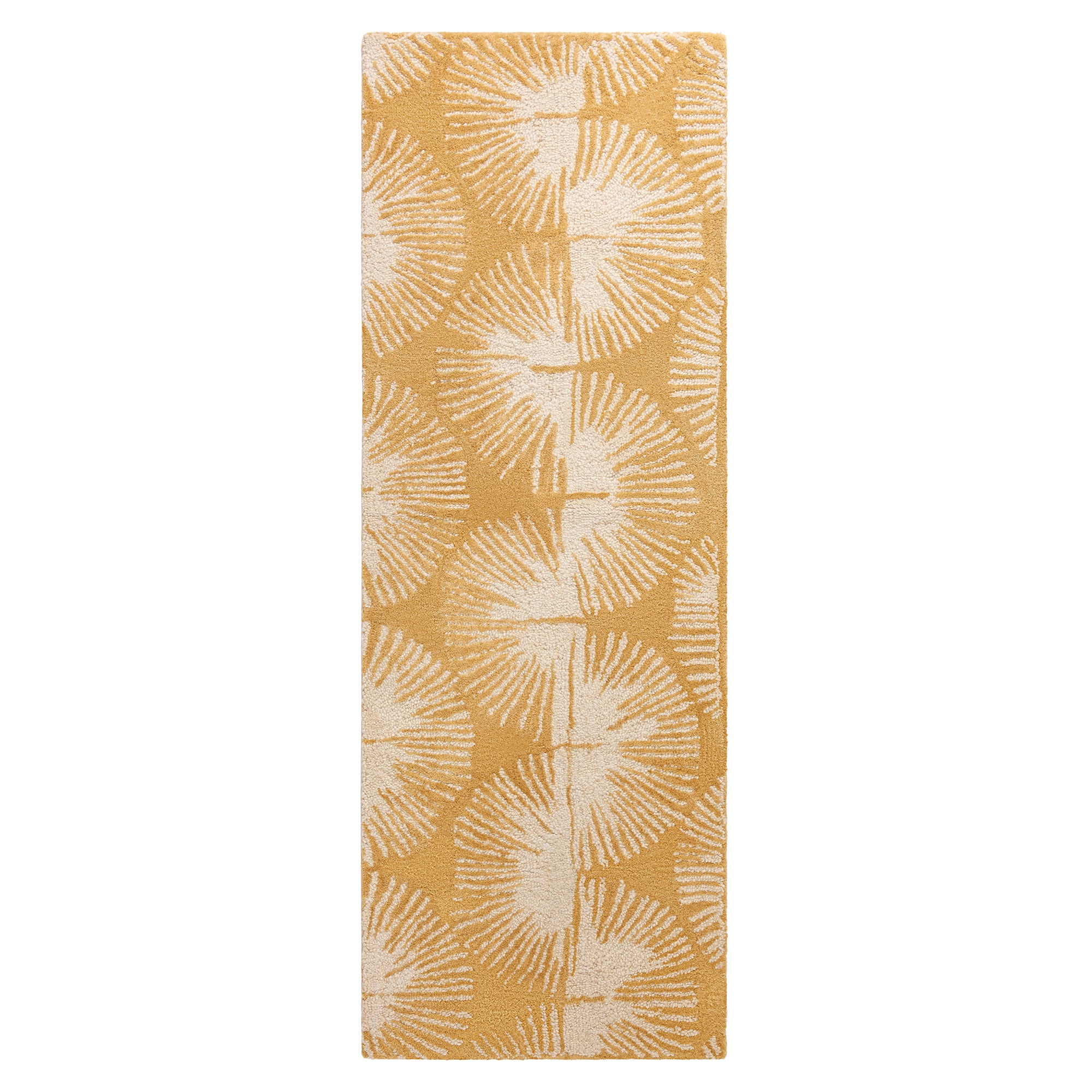 NICOLE MILLER NEW YORK Kendall Slinky Geo Handcrafted Runner Area Rug, 100% Wool Rug, Gold, 2'5"x7"