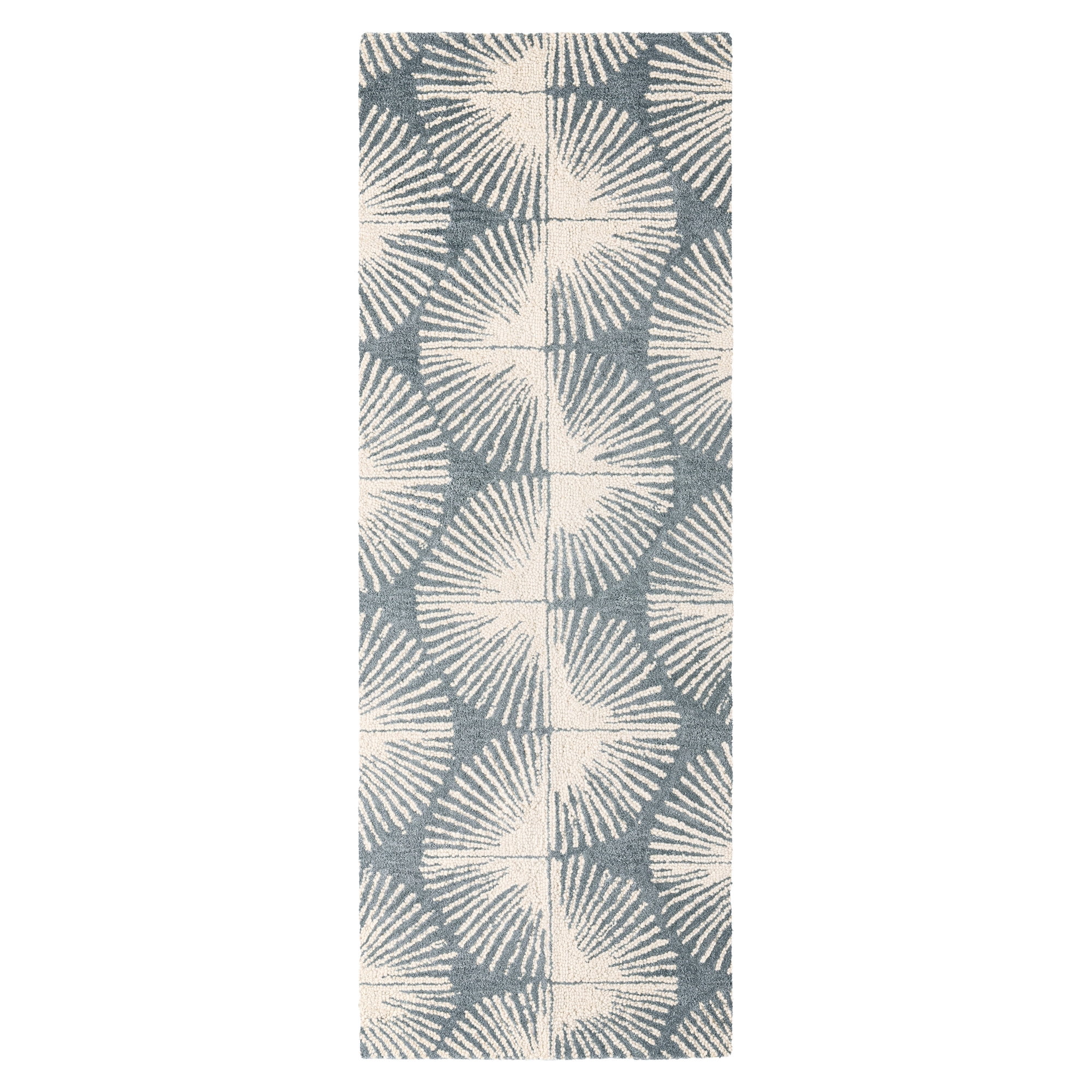NICOLE MILLER NEW YORK Kendall Slinky Geo Handcrafted Runner Area Rug, 100% Wool Rug, Grey, 2'5"x7"