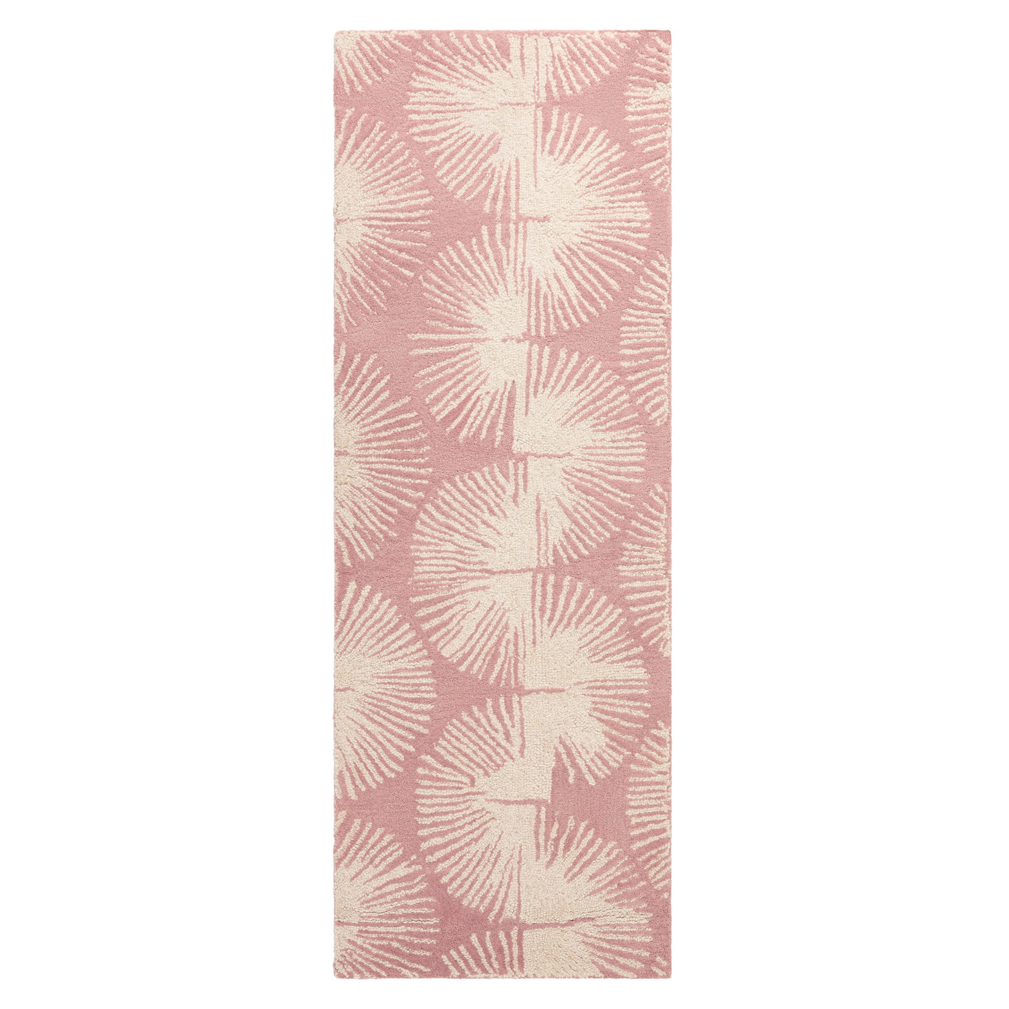 NICOLE MILLER NEW YORK Kendall Slinky Geo Handcrafted Runner Area Rug, 100% Wool Rug, Rose, 2'5"x7"