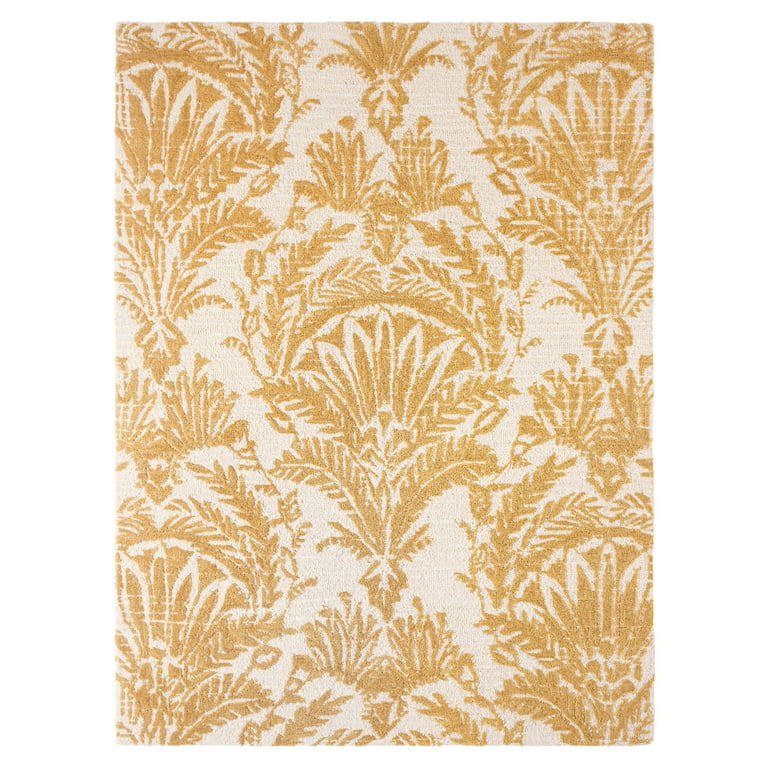 NICOLE MILLER Mod Damask Chambray Wool Area Rug - Gold - 6x9
