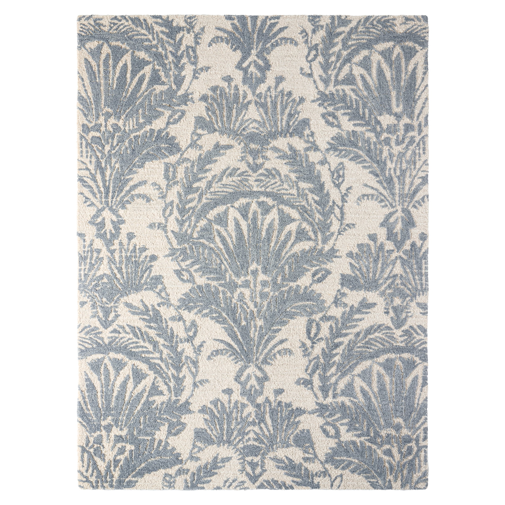 NICOLE MILLER NEW YORK Mod Damask Chambray Handcrafted Area Rug, 100% Wool Rug, Grey, 9'x12'