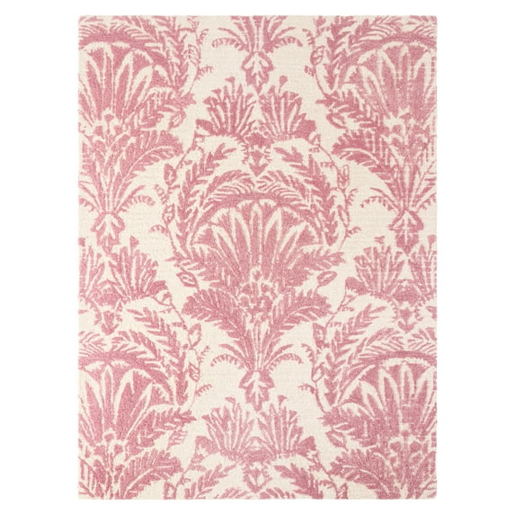 NICOLE MILLER NEW YORK Mod Damask Chambray Handcrafted Area Rug, 100% Wool Rug, Rose, 8'x10'