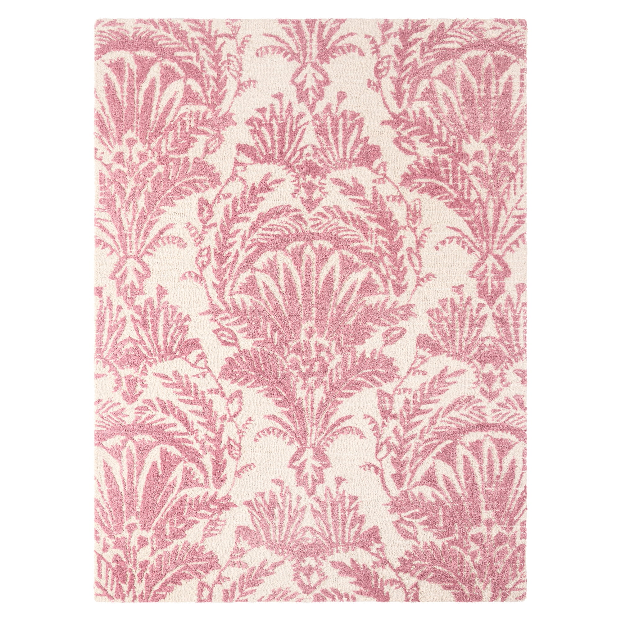 NICOLE MILLER NEW YORK Mod Damask Chambray Handcrafted Area Rug, 100% Wool Rug, Rose, 9'x12'