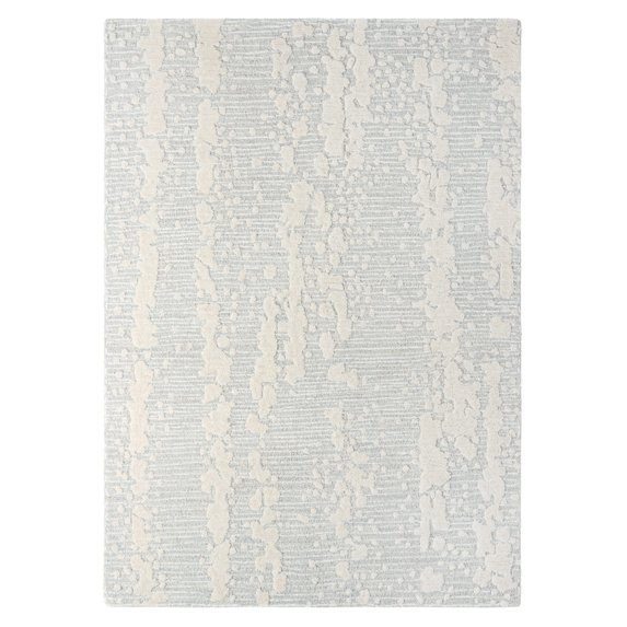 NICOLE MILLER NEW YORK Mod Weave Abstract Knotted Texture Handcrafted Area Rug, 100% Wool Rug, Light Grey, 5'x7’