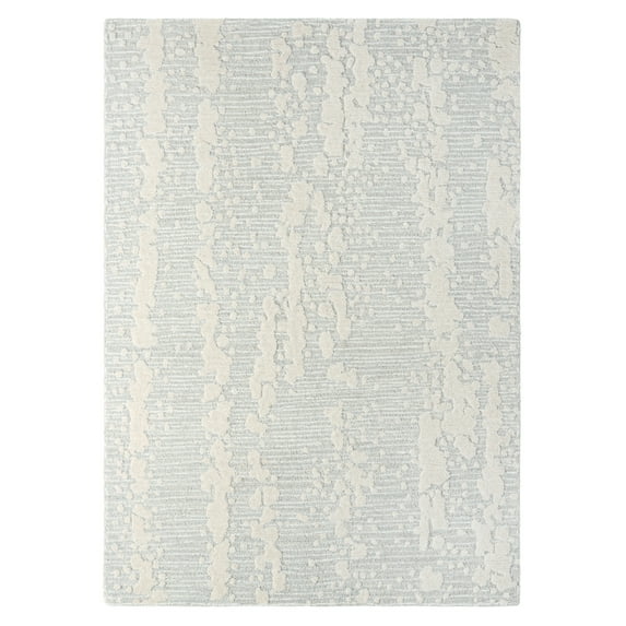 NICOLE MILLER NEW YORK Mod Weave Abstract Knotted Texture Handcrafted Area Rug, 100% Wool Rug, Light Grey, 8'x10'