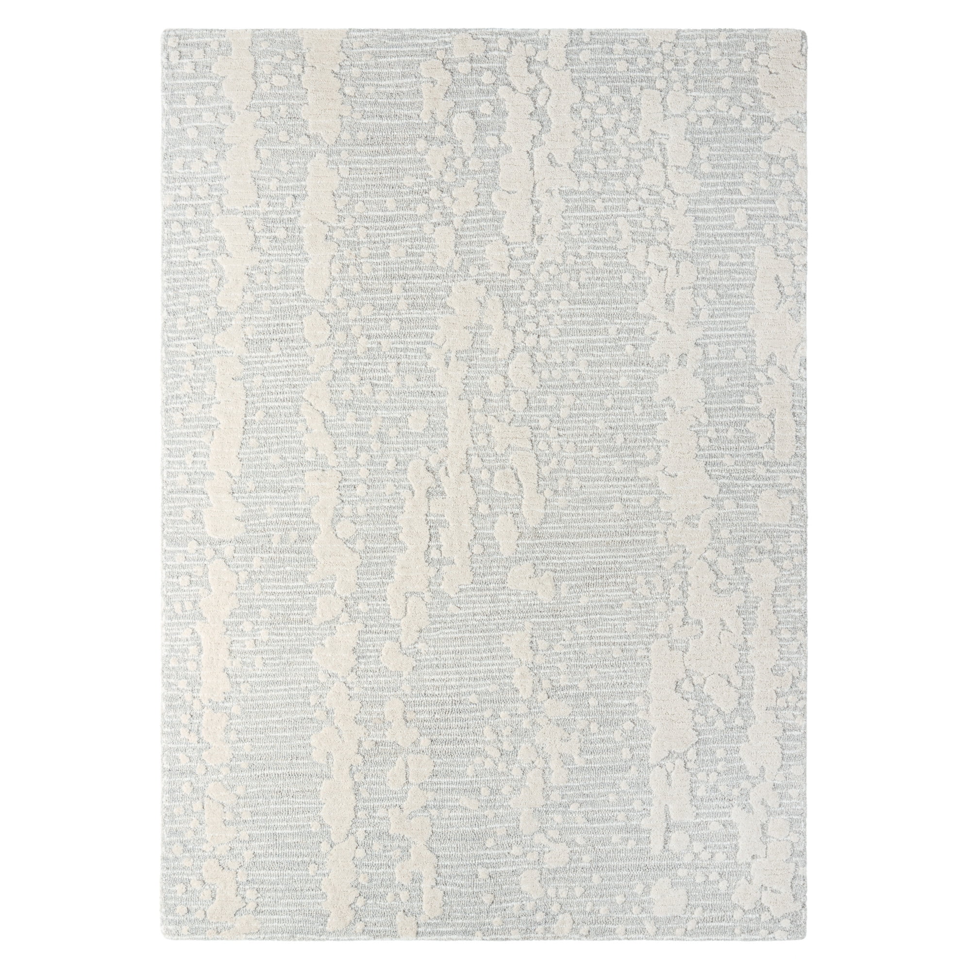 NICOLE MILLER NEW YORK Mod Weave Abstract Knotted Texture Handcrafted Area Rug, 100% Wool Rug, Light Grey, 9'x12'
