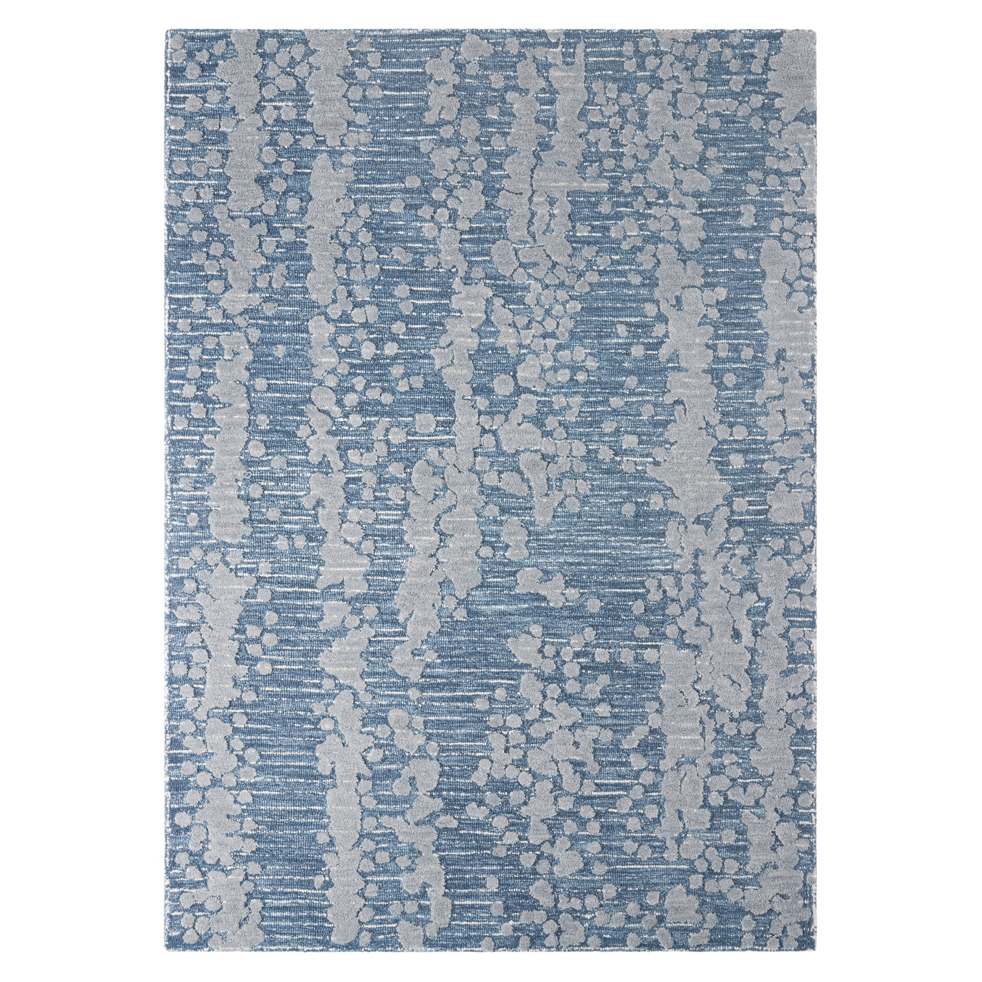 NICOLE MILLER NEW YORK Mod Weave Abstract Knotted Texture Handcrafted Area Rug, 100% Wool Rug, Navy Blue, 5'x7’