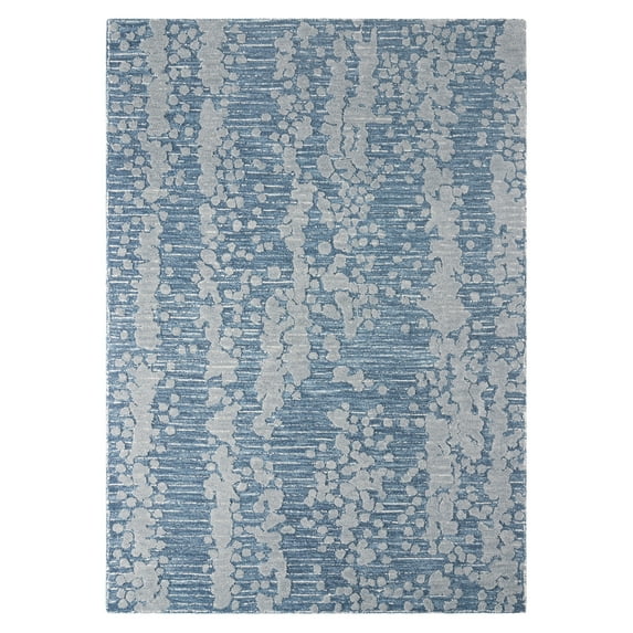 NICOLE MILLER NEW YORK Mod Weave Abstract Knotted Texture Handcrafted Area Rug, 100% Wool Rug, Navy Blue, 8'x10'