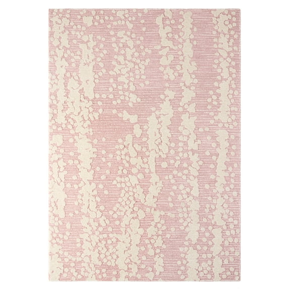 NICOLE MILLER NEW YORK Mod Weave Abstract Knotted Texture Handcrafted Area Rug, 100% Wool Rug, Rose, 5'x7’