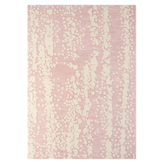 NICOLE MILLER NEW YORK Mod Weave Abstract Knotted Texture Handcrafted Area Rug, 100% Wool Rug, Rose, 5'x7’