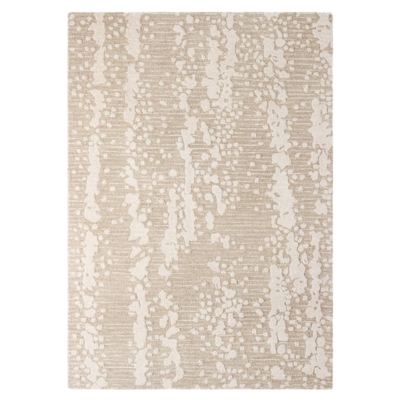 NICOLE MILLER NEW YORK Mod Weave Abstract Knotted Texture Handcrafted Area Rug, 100% Wool Rug, Taupe, 5'x7’