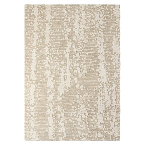 NICOLE MILLER NEW YORK Mod Weave Abstract Knotted Texture Handcrafted Area Rug, 100% Wool Rug, Taupe, 8'x10'