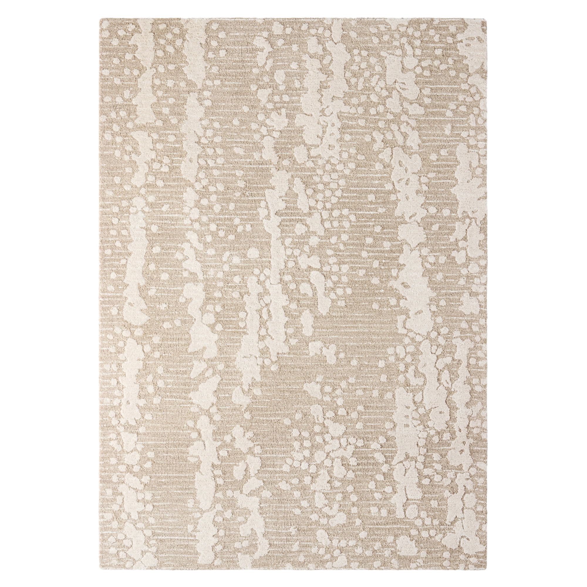 NICOLE MILLER NEW YORK Mod Weave Abstract Knotted Texture Handcrafted Area Rug, 100% Wool Rug, Taupe, 9'x12'