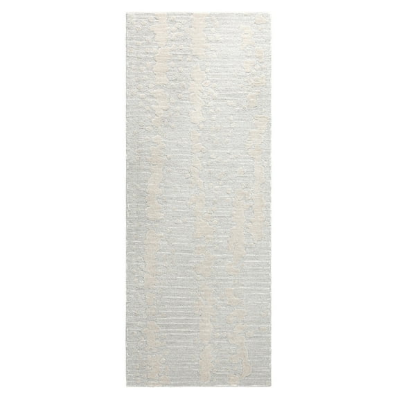 NICOLE MILLER NEW YORK Mod Weave Abstract Knotted Texture Handcrafted Runner Area Rug, 100% Wool Rug, Light Grey, 2'5"x7"
