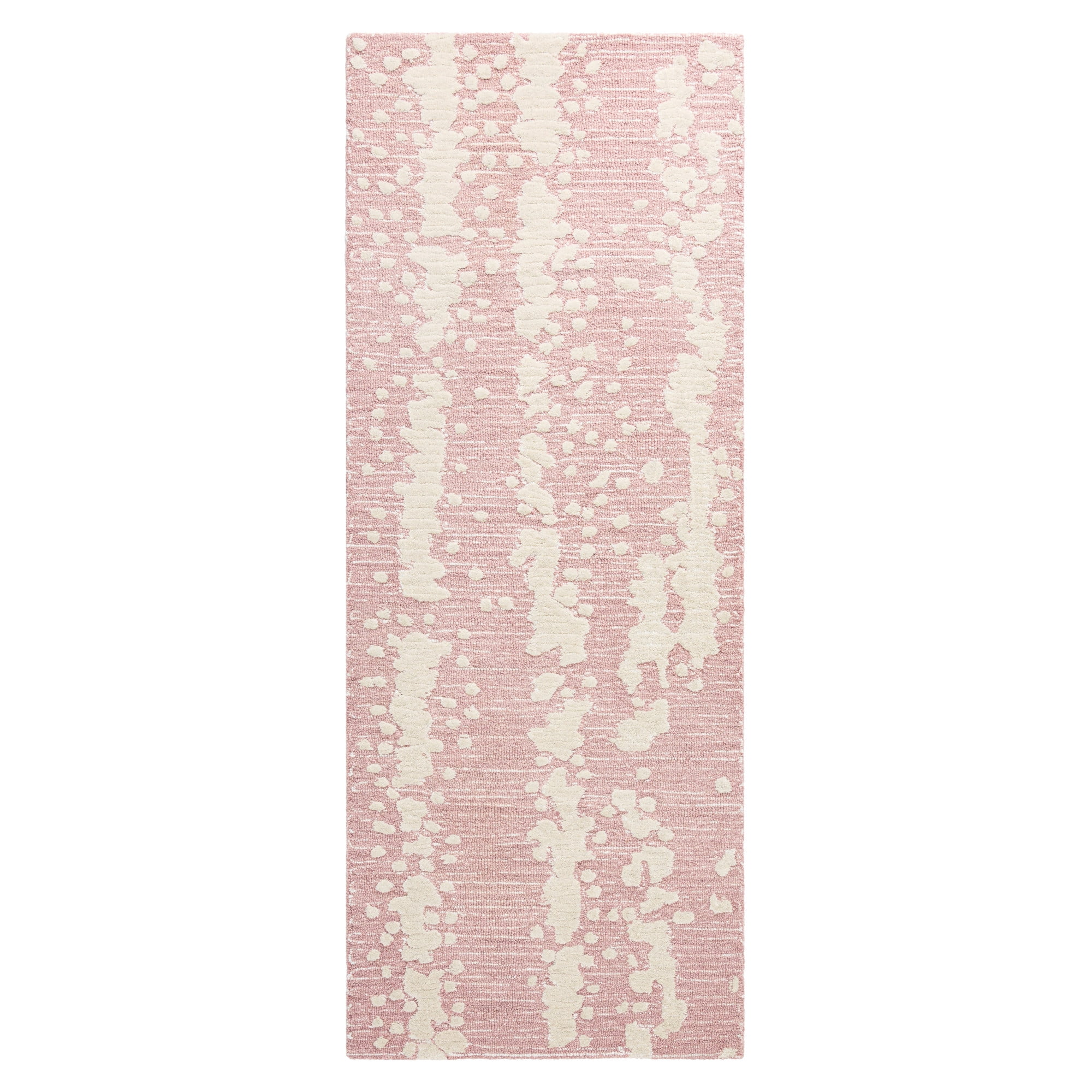 NICOLE MILLER NEW YORK Mod Weave Abstract Knotted Texture Handcrafted Runner Area Rug, 100% Wool Rug, Rose, 2'5"x7"