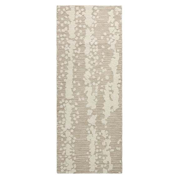 NICOLE MILLER NEW YORK Mod Weave Abstract Knotted Texture Handcrafted Runner Area Rug, 100% Wool Rug, Taupe, 2'5"x7"