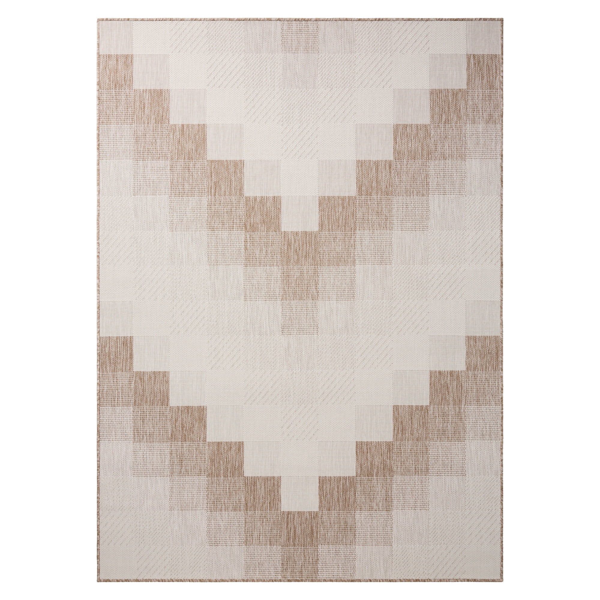 NICOLE MILLER NEW YORK Patio Country Ombre Chevron Indoor Outdoor Area Rug, UV Fade Resistant, Low Pile, Beige/Cream, 6'6"x9'2"
