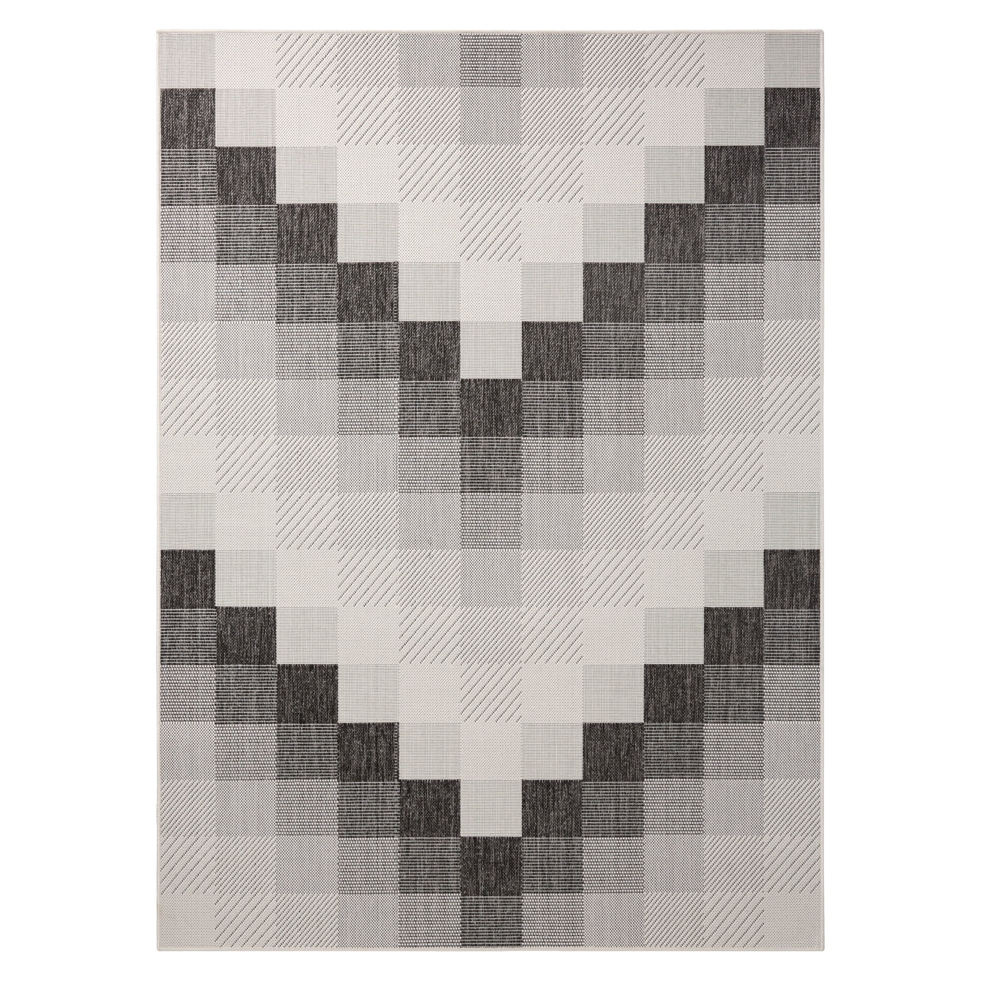 NICOLE MILLER NEW YORK Patio Country Ombre Chevron Indoor Outdoor Area Rug, UV Fade Resistant, Low Pile, Black/Cream, 6'6"x9'2"