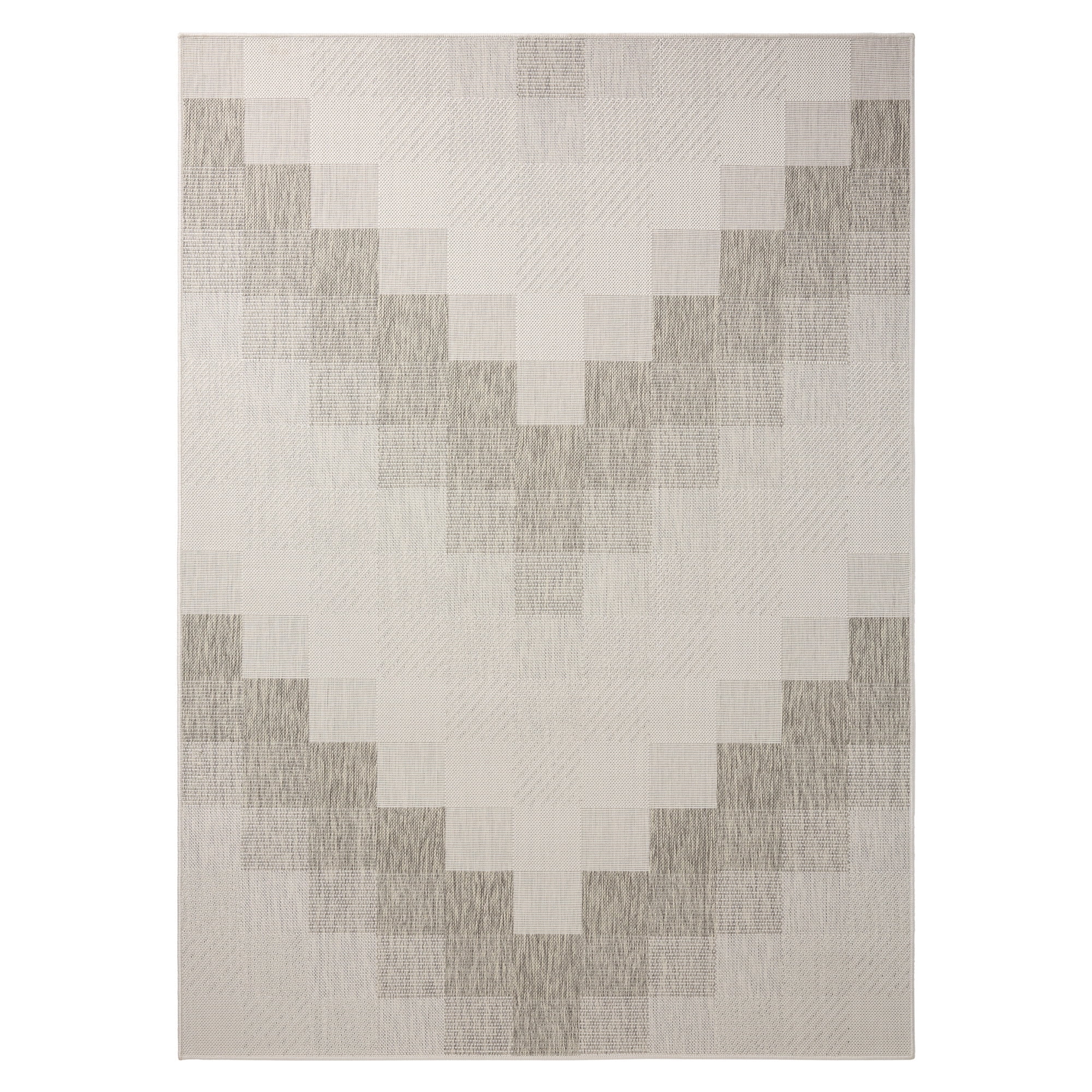 NICOLE MILLER NEW YORK Patio Country Ombre Chevron Indoor Outdoor Area Rug, UV Fade Resistant, Low Pile, Grey/Cream, 5'2"x7'2"