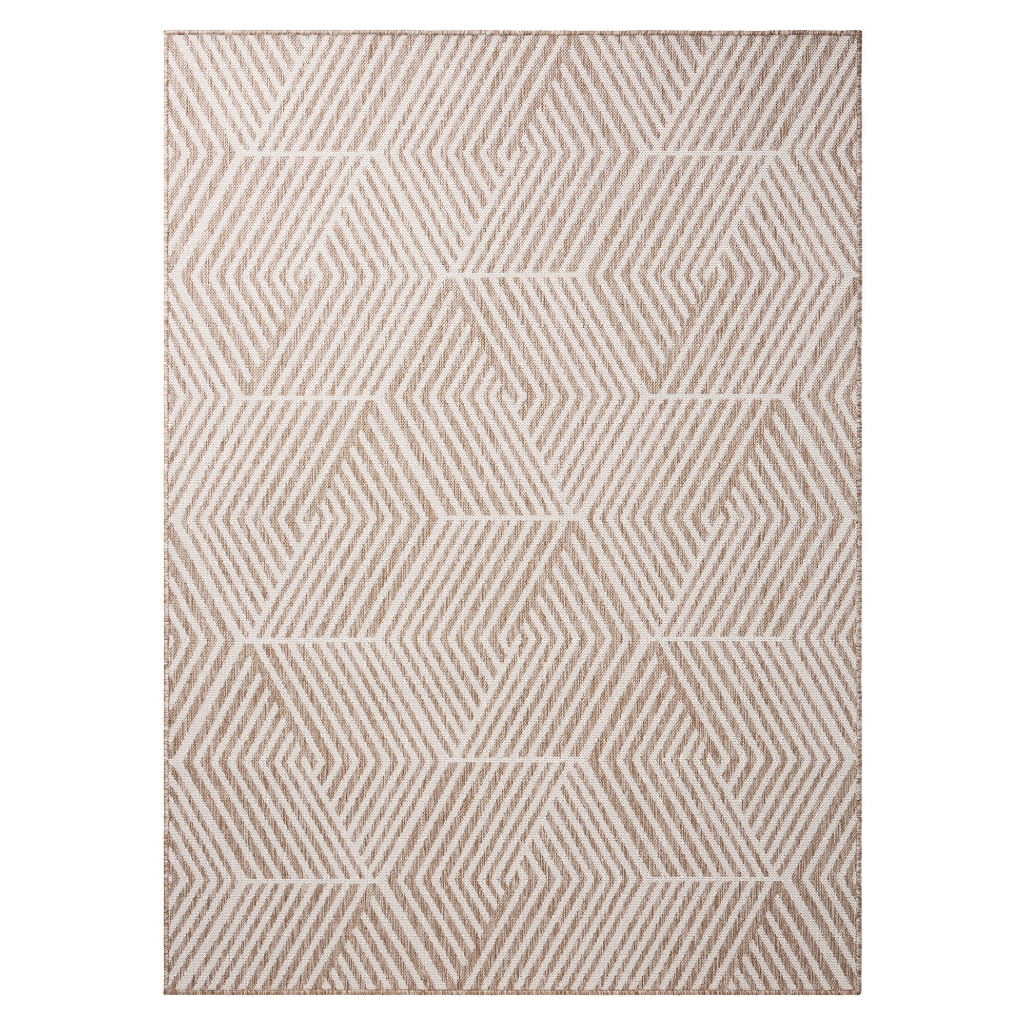 NICOLE MILLER NEW YORK Patio Country Ombre Geo Indoor Outdoor Area Rug, UV Fade Resistant, Low Pile, Beige/Cream, 7'9"x10'2"