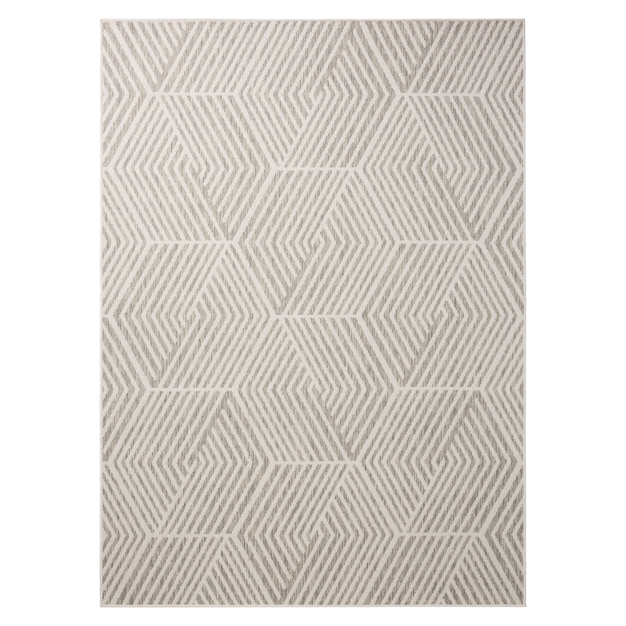 NICOLE MILLER NEW YORK Patio Country Ombre Geo Indoor Outdoor Area Rug, UV Fade Resistant, Low Pile, Grey/Cream, 9'2"x12'5"