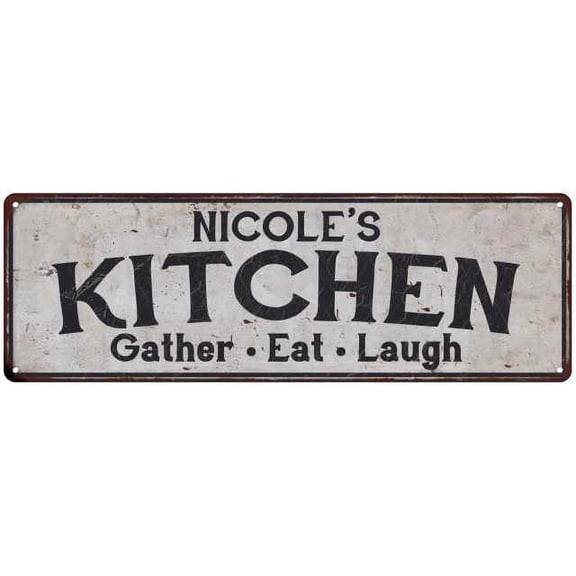 NICOLE's Kitchen Rustic Chic Decor Gift 8x24 Sign 108240051378