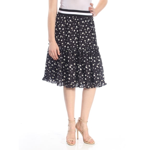 NICOPANDA $89 Womens New 1115 Black Printed Ruffled Peasant Skirt M B+B