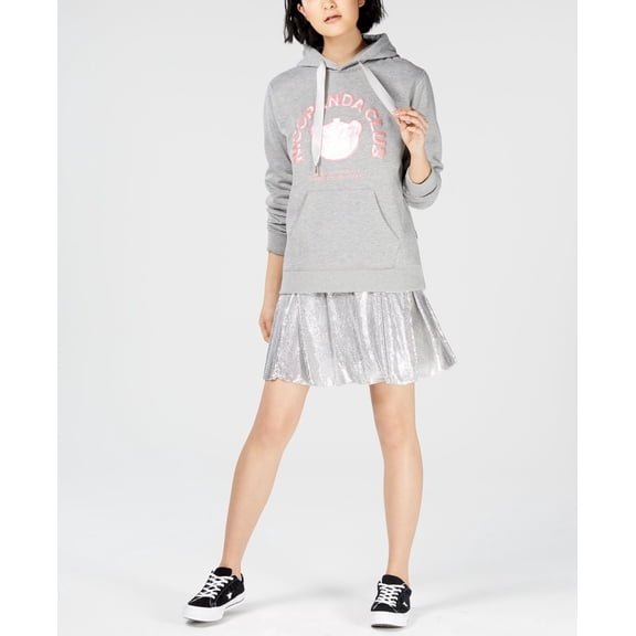NICOPANDA Logo Graphic-Print Hoodie Womens XS Gray shirt MSRP $129