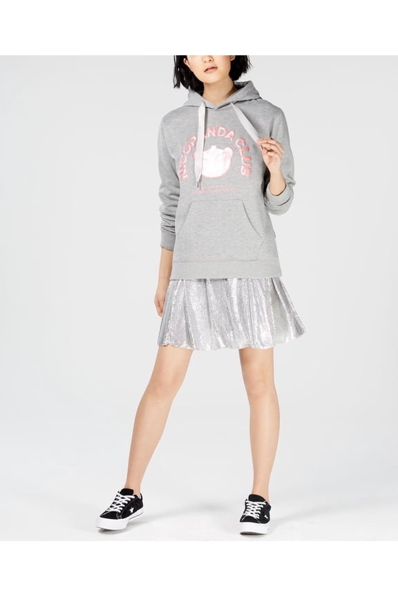 Logo Graphic-Print Hoodie Womens XS Gray shirt MSRP $129