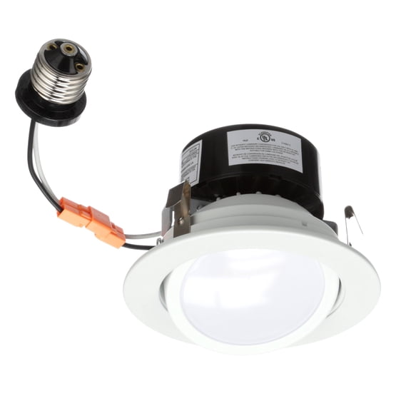 Nicor Lighting DLG4-10-120-3K-WH D-Series 4 inch 3000 K Dimmable LED Adjustable Gimbal Downlight Kit - White