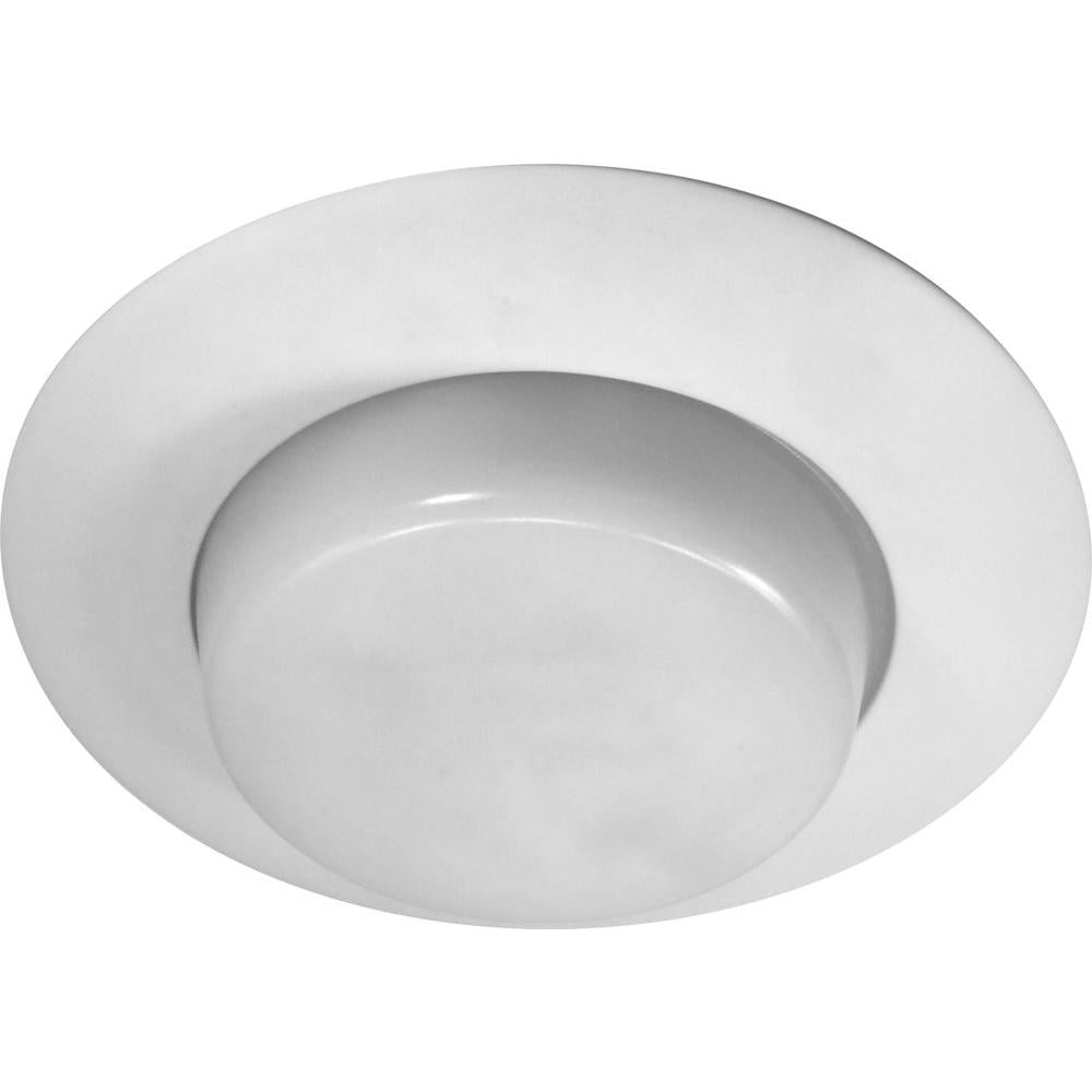 6-Inch White Glass Recessed Shower Trim with Opal Lens