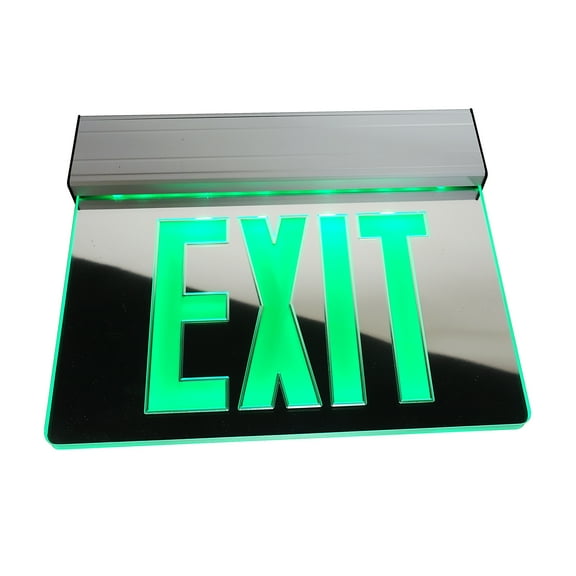 NICOR Lighting Edge Lit LED Emergency Exit Sign, Mirrored with Green Lettering (EXL2-10UNV-AL-MR-G-2)
