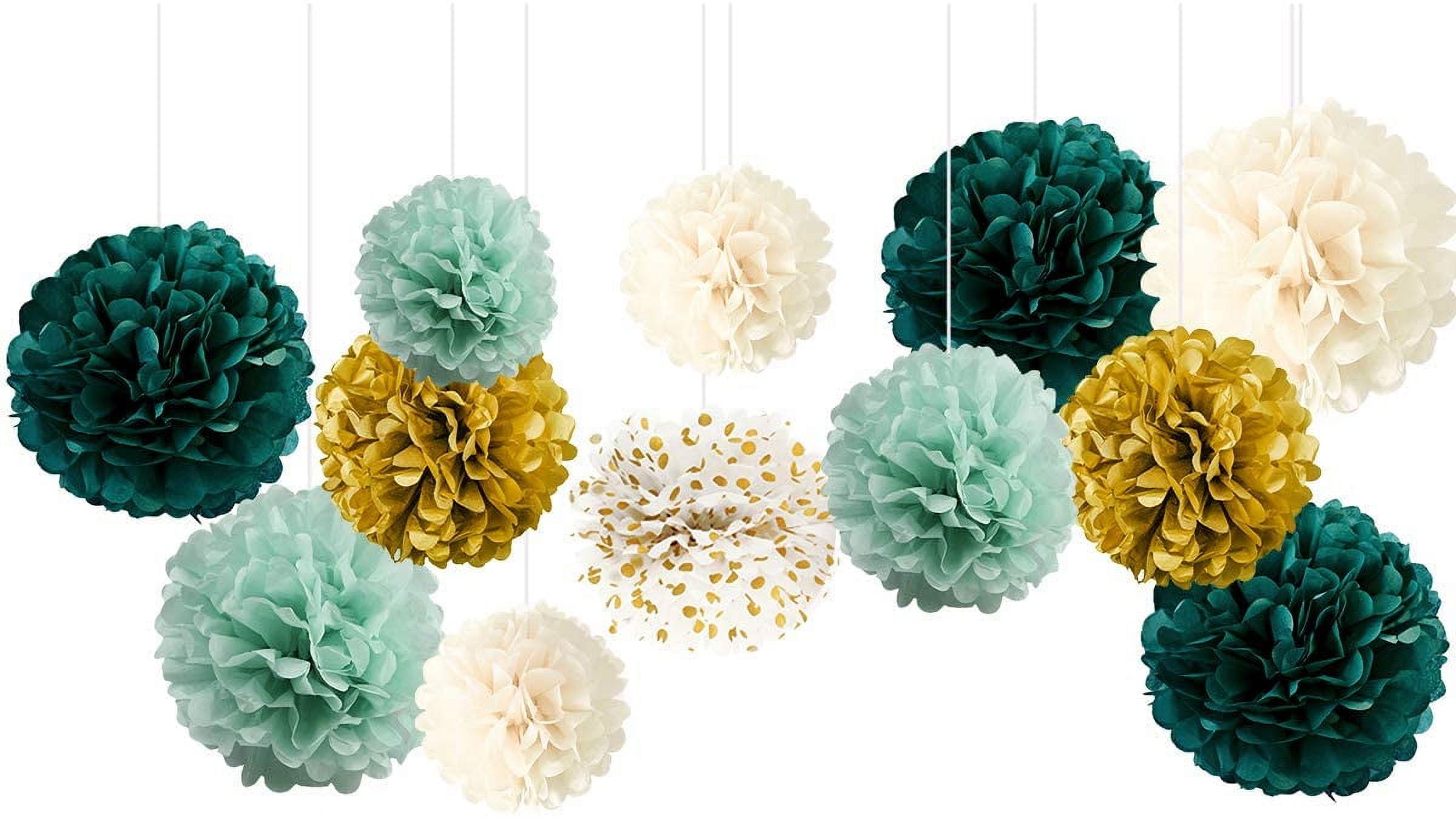 NICROHOME Baby Shower Decorations, 16PCS Sage Green, Bright Orange Tissue  Paper Pom Poms for Birthday, Wedding, Spring Summer Party