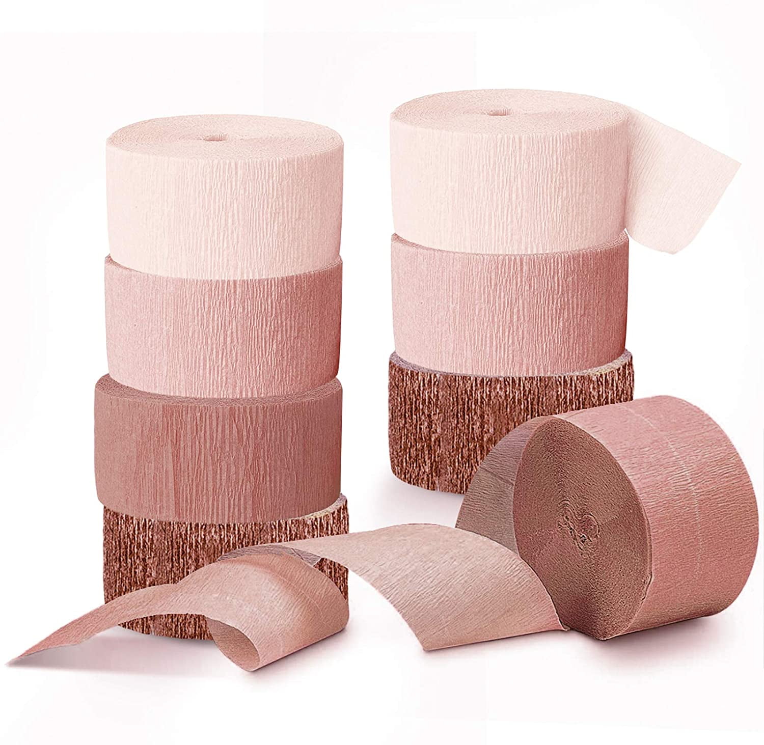  PartyWoo Crepe Paper Streamers 6 Rolls 492ft, Pack of Metallic  Rose Gold, Pink, Dusty Pink Party Streamers for Bride to Be Party  Decorations, Bachelorette Party Decorations (1.8 Inch x 82 Ft/Roll) 