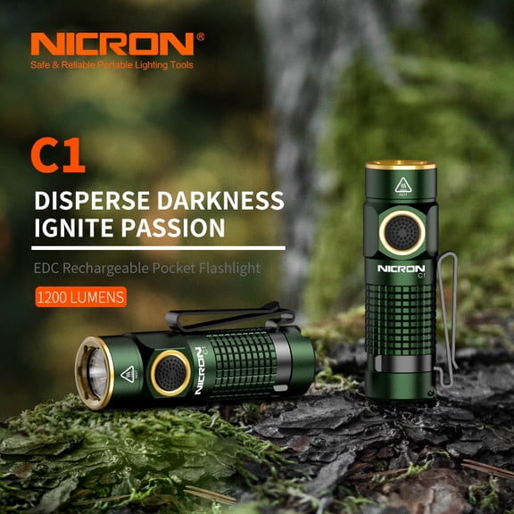 NICRON 1200 Lumens EDC Flashlight with Magnet, Rechargeable Pocket Light Compact High Lumens Handheld Light, C1 Mini Flashlight 7 Modes for Outdoor Camping, Hiking
