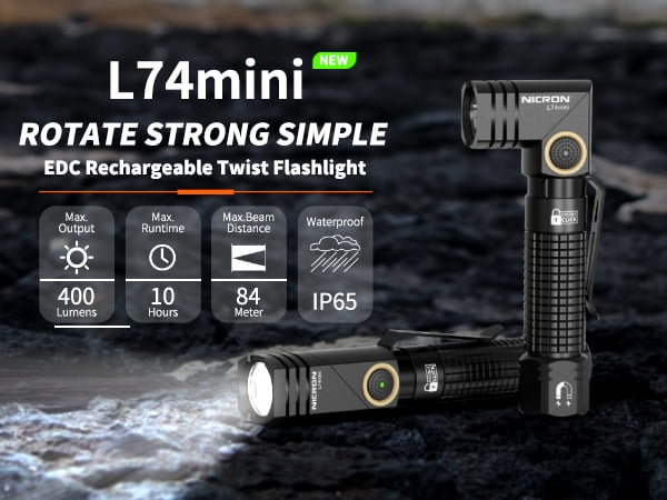 NICRON EDC Flashlight Rechargeable, 90 Degree Flashlight with Magnet 400 High Lumens L74 Mini Flashlight Compatiable with AAA Battery Pocket Penlight for Night Working, Camping, Outdoor, Emergency