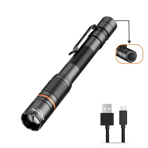 NICRON F72R Pen Light, Pocket Flashlight with Clip,5 Modes 450 lumens Mini Rechargeable Flashlight Including Batteries, Focusing penlight ipx4 Waterproof for Work