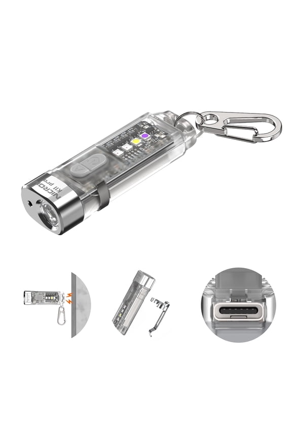 K11 Pro 550 Lumen Magnetic Keychain Flashlight, USB C Rechargeable Mini EDC Light with RGB UV Light