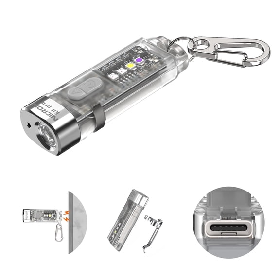 NICRON K11 Pro 550 Lumen Magnetic Keychain Flashlight, USB C Rechargeable Mini EDC Light with RGB UV Light