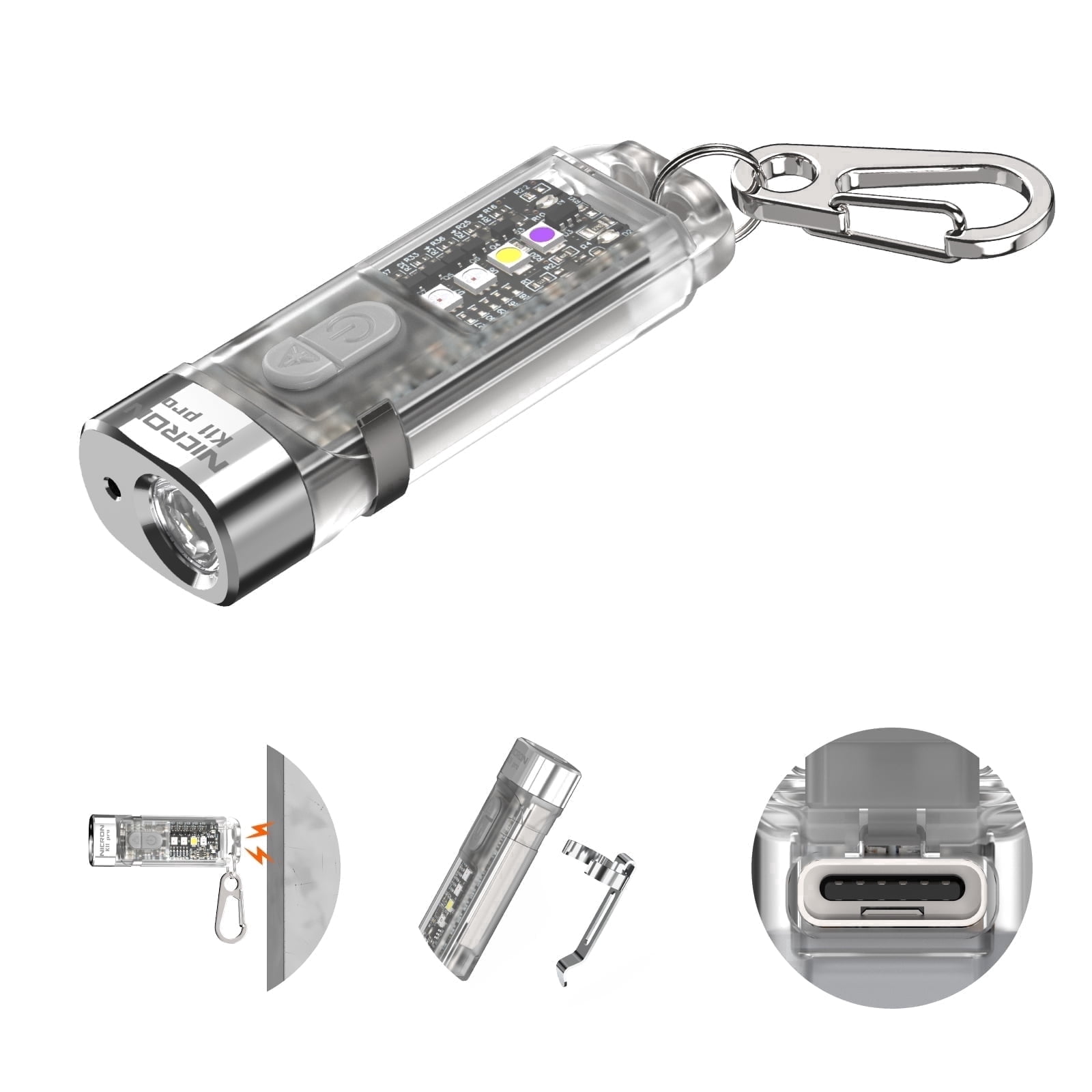 K11 Pro 550 Lumen Magnetic Keychain Flashlight, USB C Rechargeable Mini EDC Light with RGB UV Light