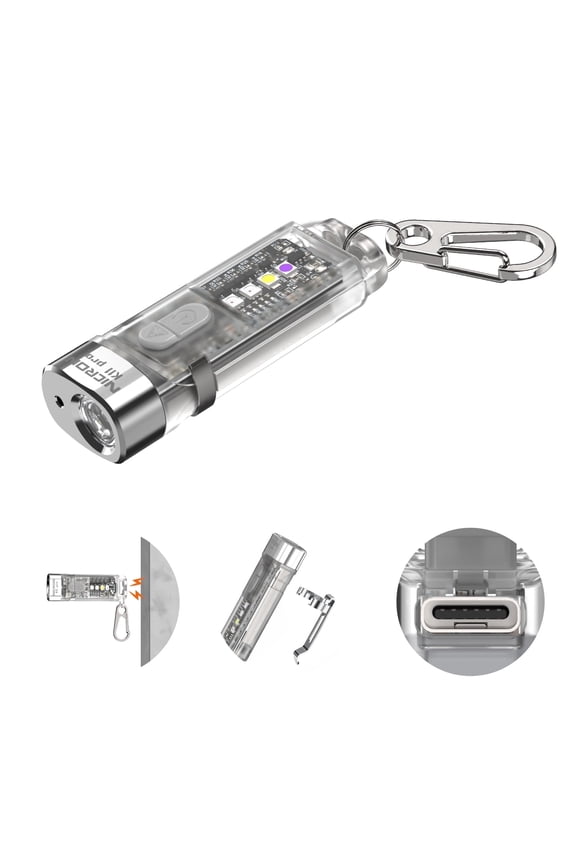K11 Pro 550 Lumen Magnetic Keychain Flashlight, USB C Rechargeable Mini EDC Light with RGB UV Light