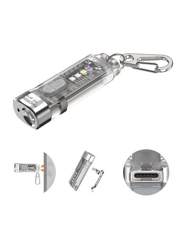 K11 Pro 550 Lumen Magnetic Keychain Flashlight, USB C Rechargeable Mini EDC Light with RGB UV Light