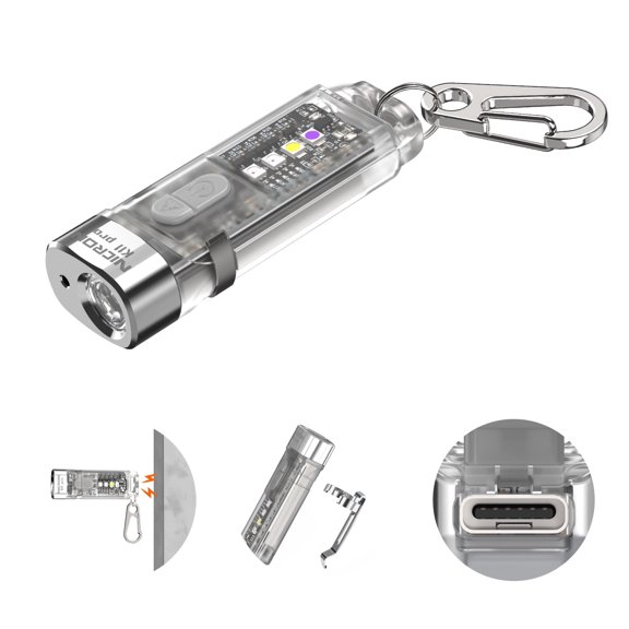 NICRON K11 Pro 550 Lumen Magnetic Keychain Flashlight, USB C Rechargeable Mini EDC Light with RGB UV Light