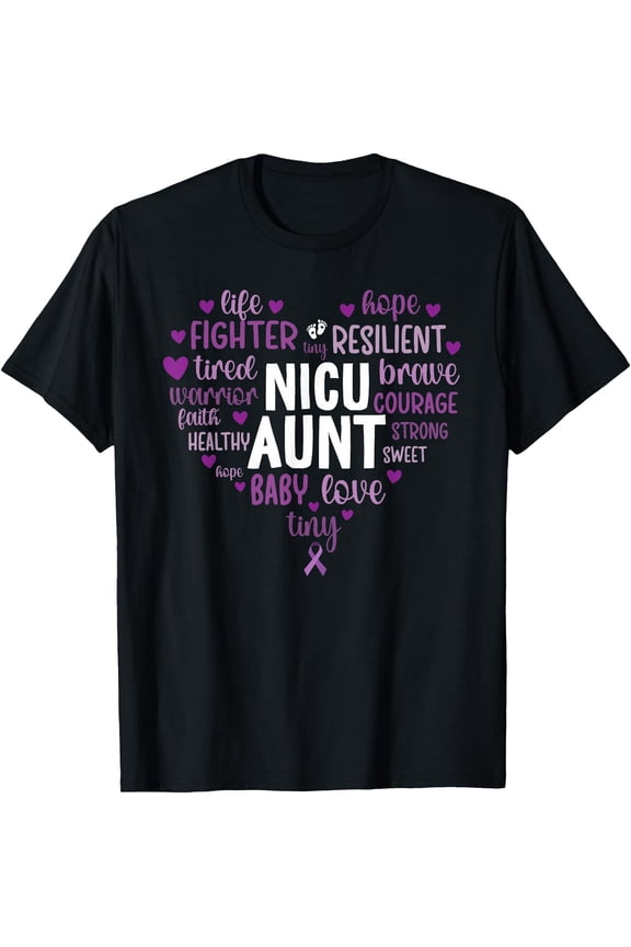 NICU Aunt Heart Micro Preemie Baby Aunt NICU Auntie T-Shirt, Unisex T-Shirt