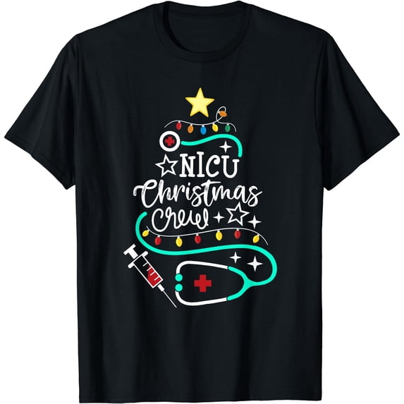 NICU Christmas Crew Neonatal Nurse NICU Techs Secretary T-Shirt