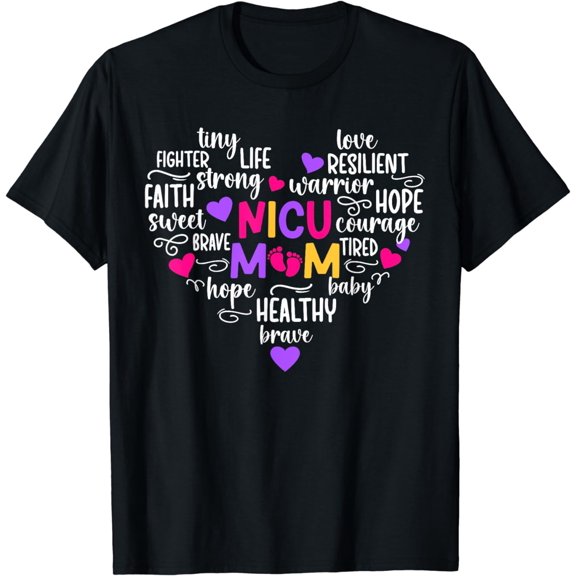 NICU Mom Heart Micro Preemie Baby Mom Of NICU Warrior T-Shirt
