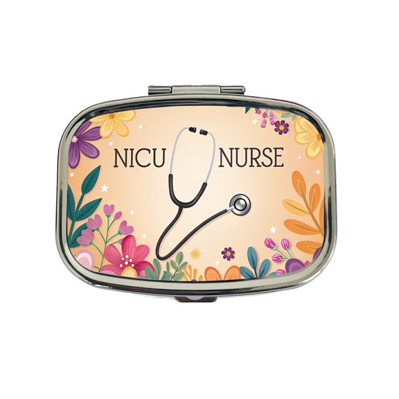 NICU Neonatal Nurse Appreciation Stethoscope Flowers Small Travel Handbag Pill Box Case