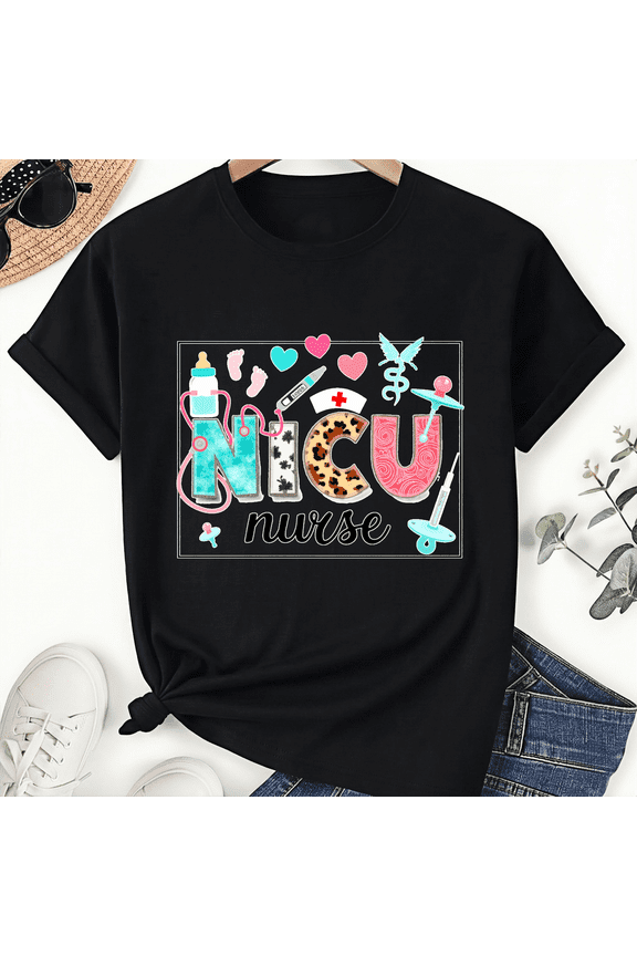 NICU Nurse Colorful Icon Collage Unisex T-Shirt