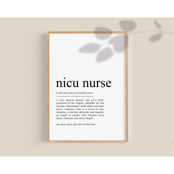 NICU Nurse Definition Graduation Art, Unframed Paper Print Size 8x12