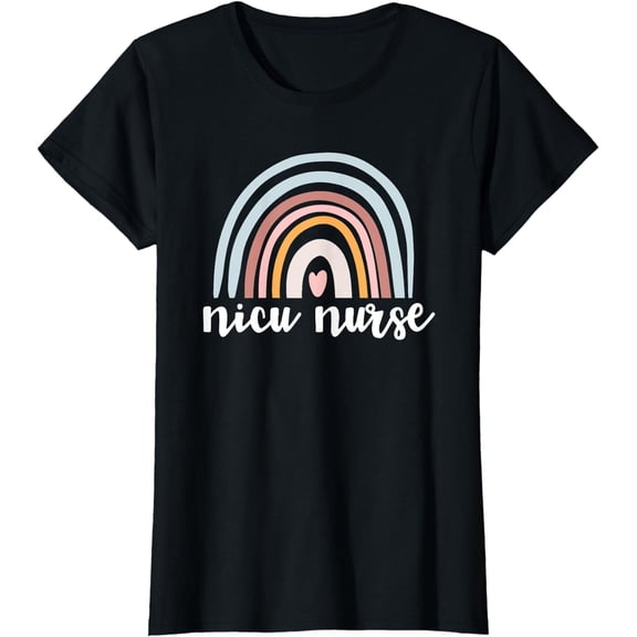 NICU Nurse ICU Neonatal Boho Rainbow Team Tiny Humans Retro T-Shirt